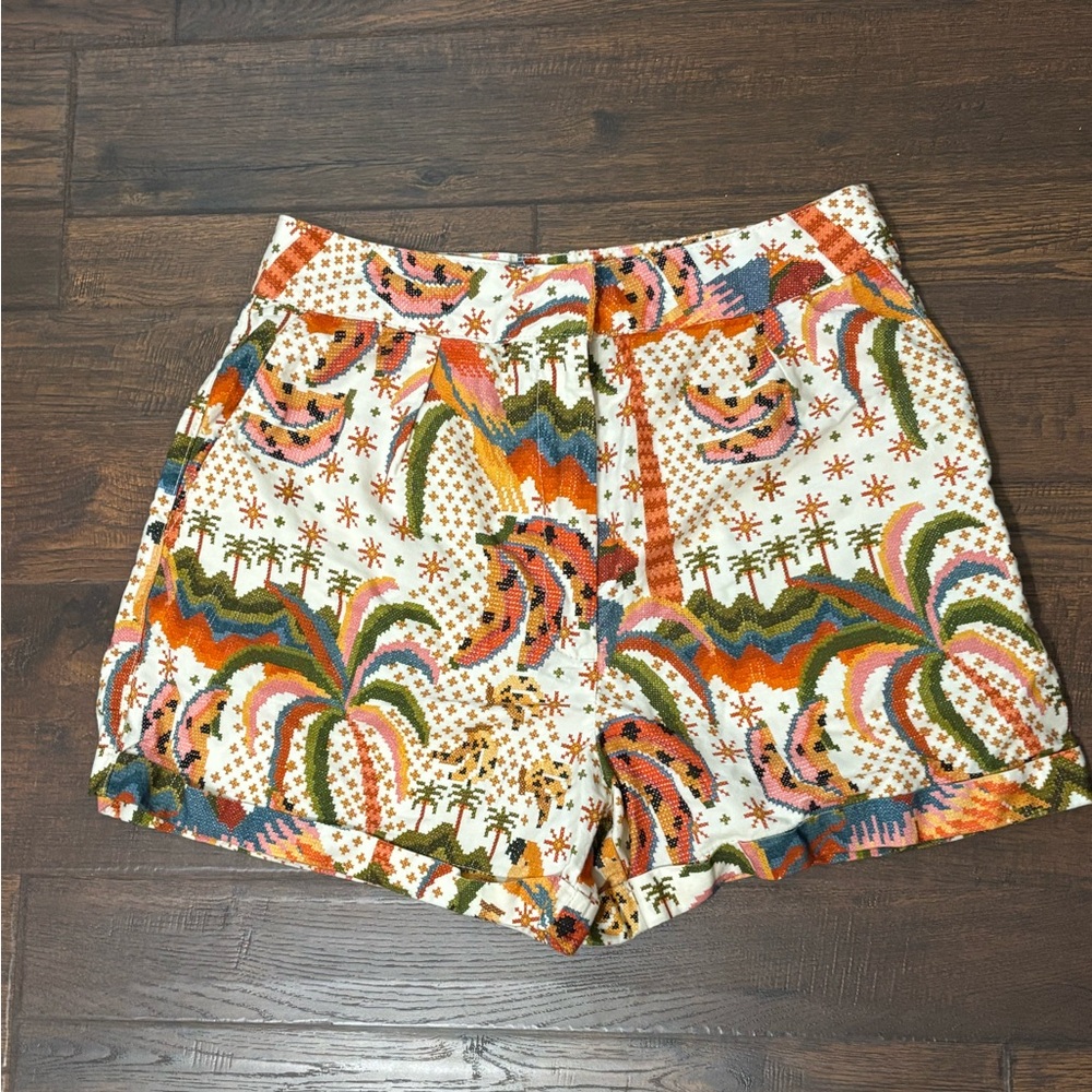 FARM Rio Multicolor Tropical Palm Print Shorts